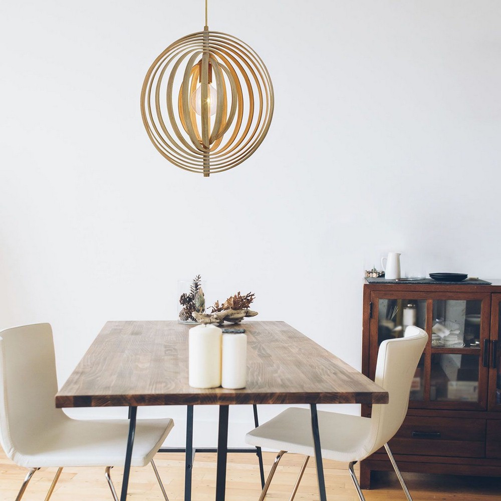 Abruzzo - 1 Light Small Pendant - 17 Inches Wide by 18 Inches High-Wood Finish - Bild 7 von 12