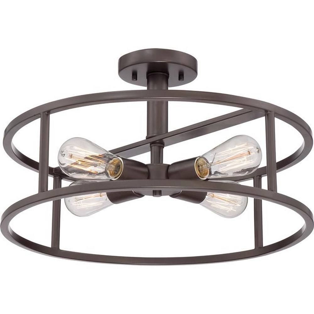 New Harbor - 4 Light Semi-Flush Mount - 10.5 Inches high-Western Bronze Finish - Picture 2 of 5