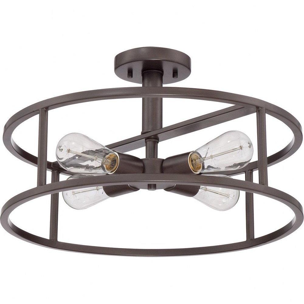 New Harbor - 4 Light Semi-Flush Mount - 10.5 Inches high-Western Bronze Finish - Picture 3 of 5