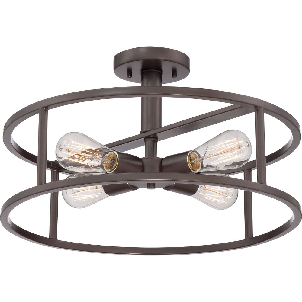 New Harbor - 4 Light Semi-Flush Mount - 10.5 Inches high-Western Bronze Finish